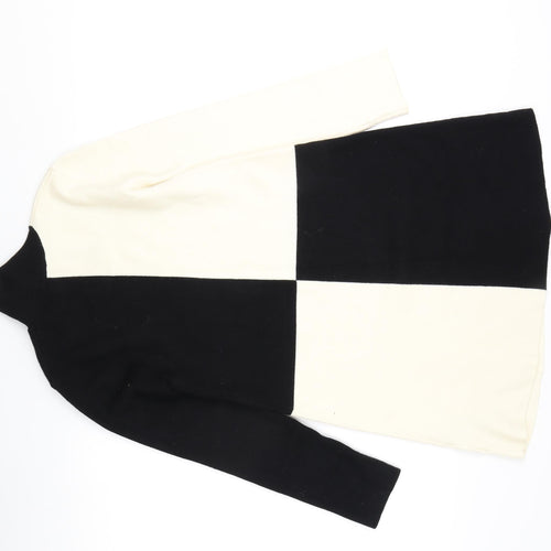 Zara Women's Black High Neck Check Pullover Jumper S