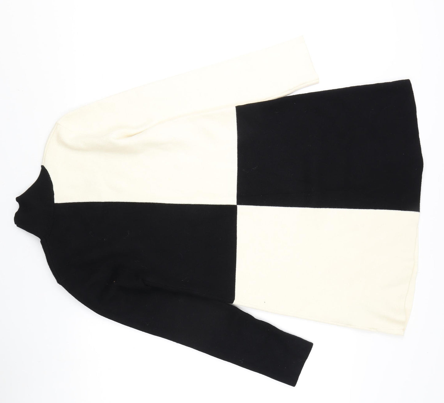 Zara Women's Black High Neck Check Pullover Jumper S