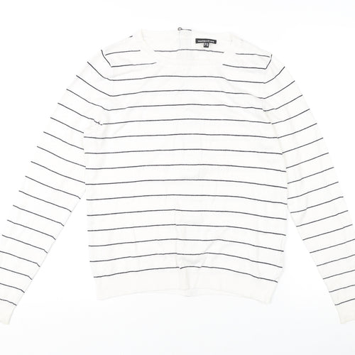 Warehouse Women's White Striped Jumper, Size 10