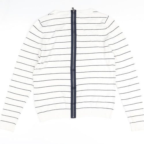 Warehouse Women's White Striped Jumper, Size 10
