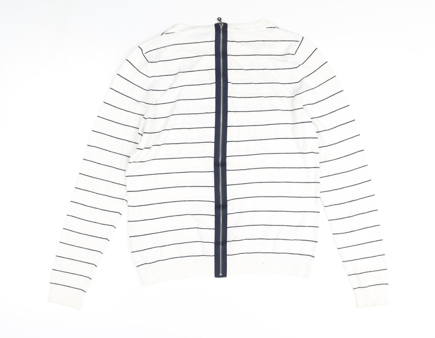 Warehouse Women's White Striped Jumper, Size 10