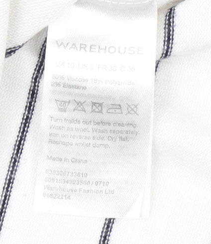 Warehouse Women's White Striped Jumper, Size 10