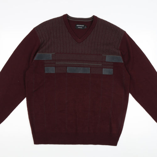 Greenwoods Men's Red V-Neck Pullover Jumper L