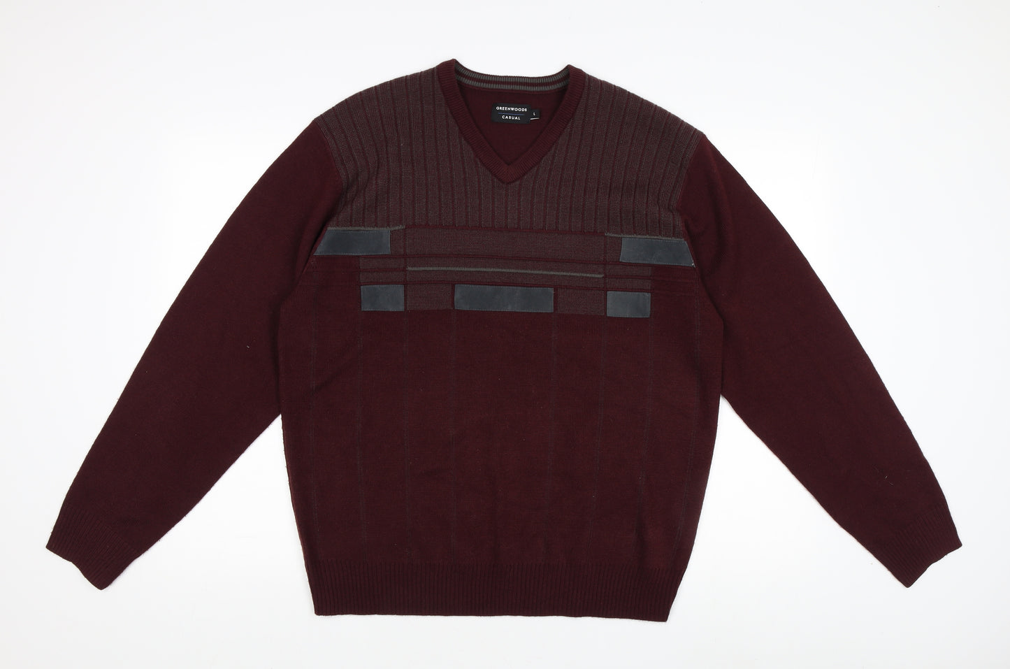 Greenwoods Men's Red V-Neck Pullover Jumper L