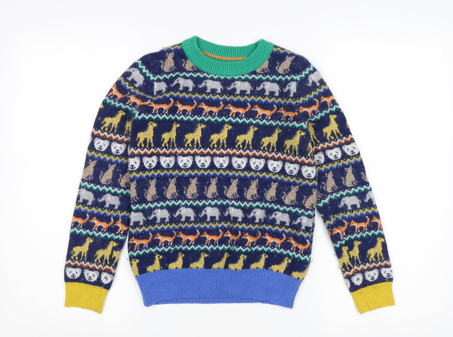 Mini Boden Boys Multicoloured Animal Print Pullover Jumper, 11-12 Years