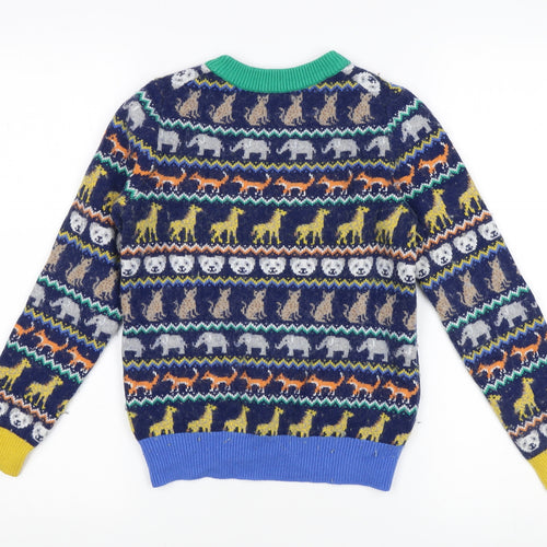 Mini Boden Boys Multicoloured Animal Print Pullover Jumper, 11-12 Years