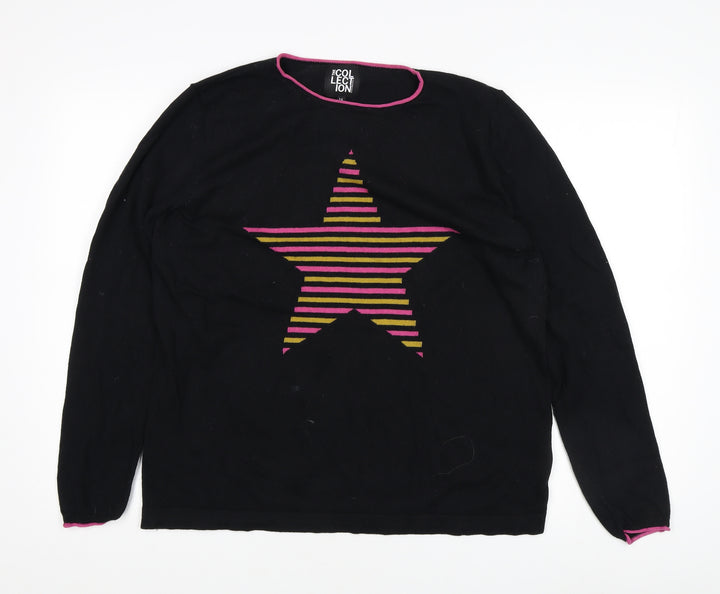 Debenhams Women’s Black Striped Pullover Jumper, Size 16