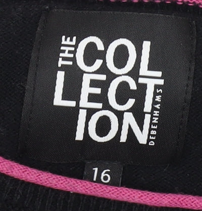 Debenhams Women’s Black Striped Pullover Jumper, Size 16