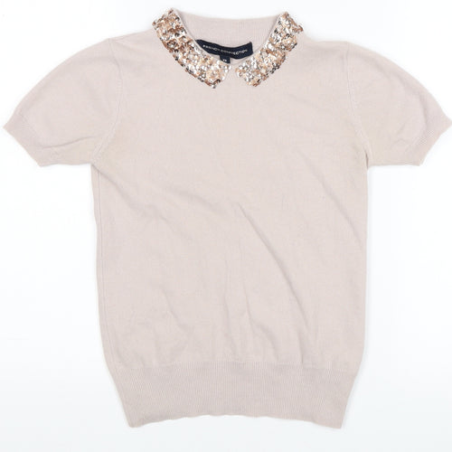 French Connection Women's Beige XS Collared Jumper