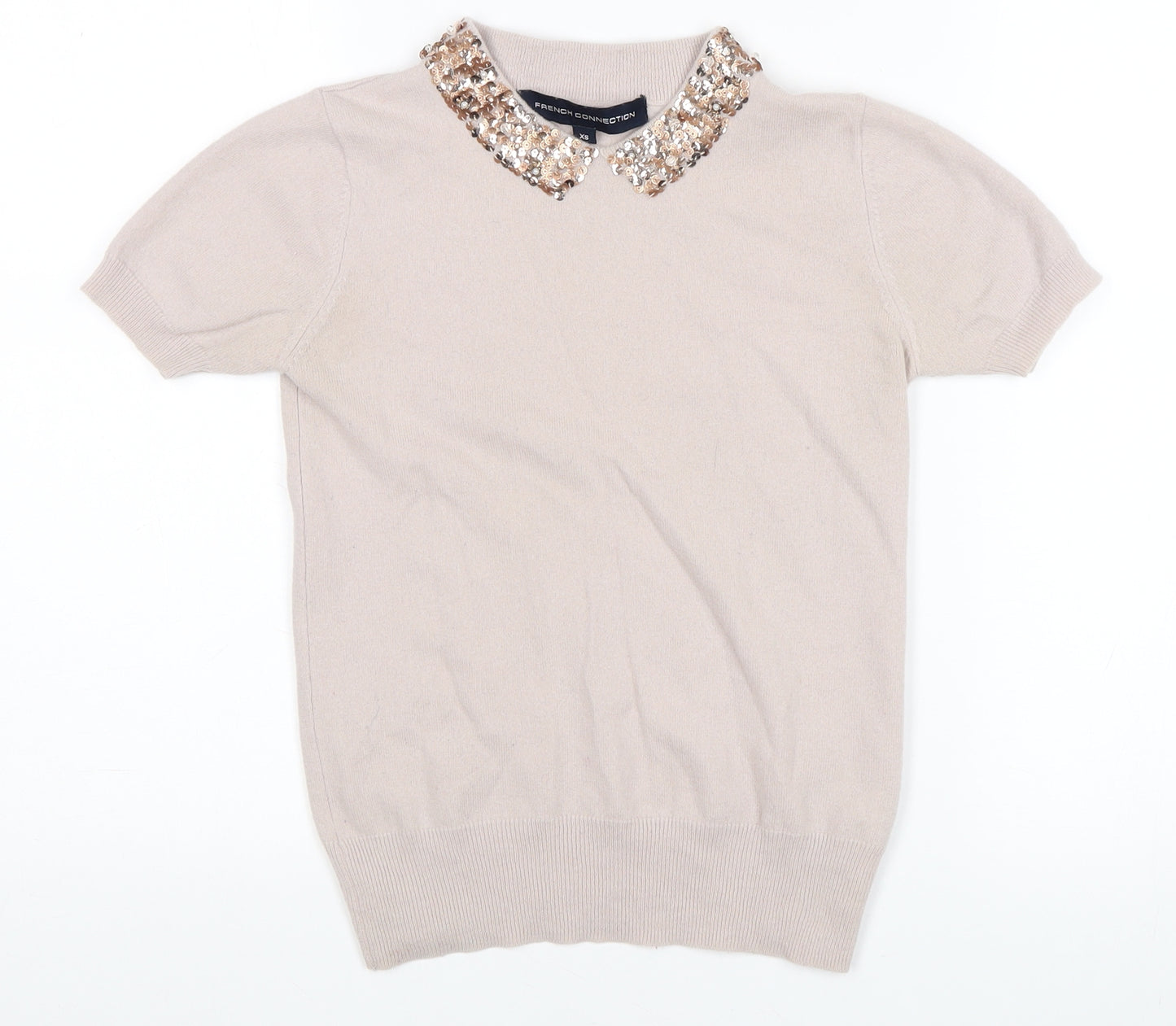French Connection Women's Beige XS Collared Jumper