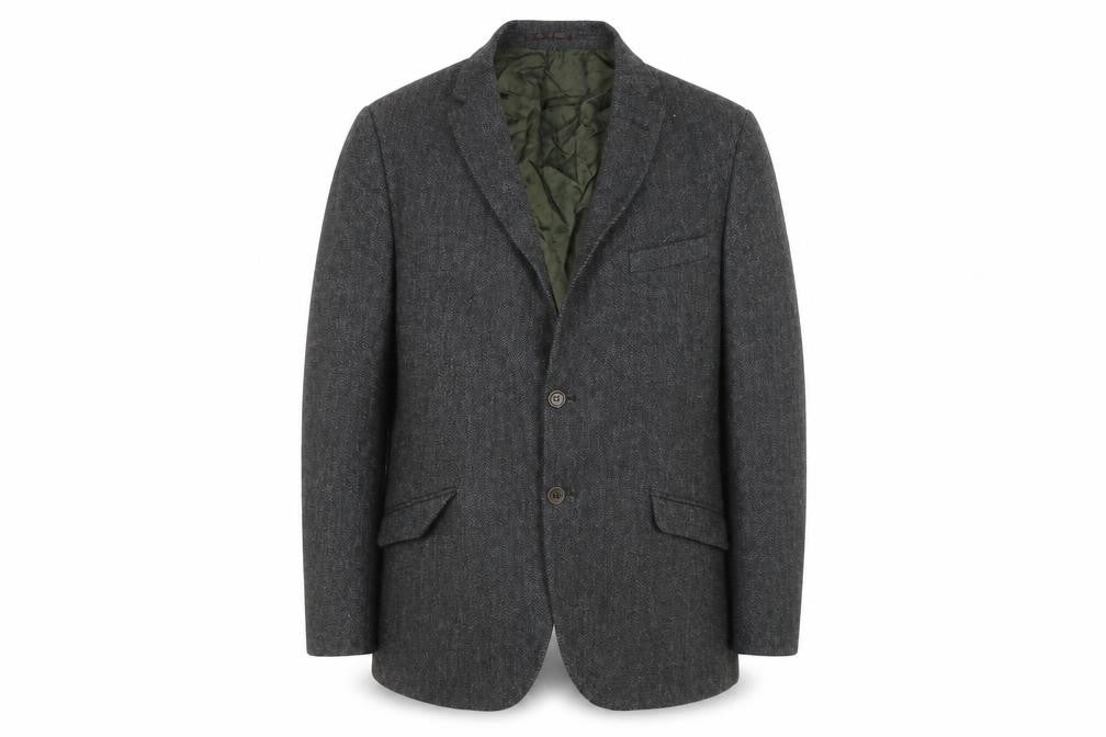 Front view of Marks & Spencer Men's Grey Herringbone Blazer 42R
