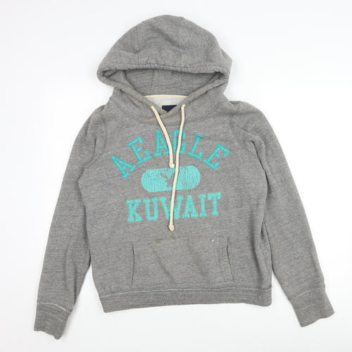 American Eagle Men's Grey Logo Hoodie M