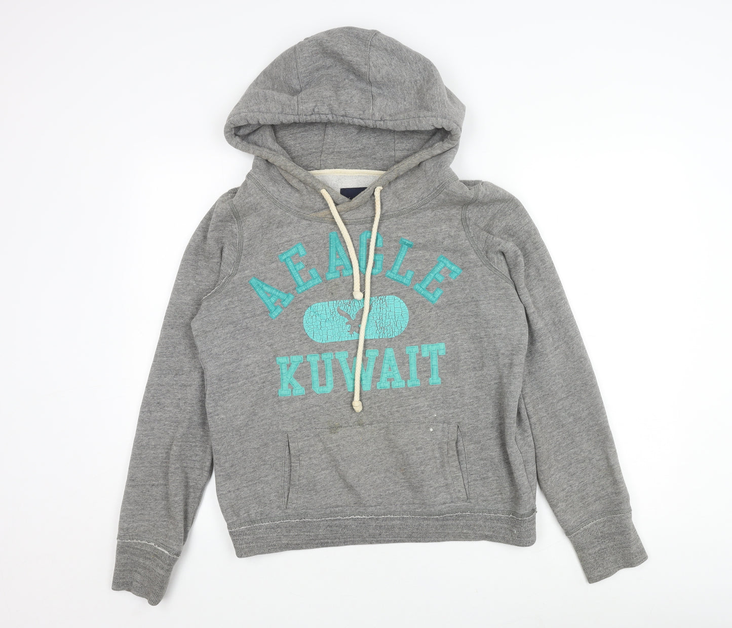 American Eagle Men's Grey Logo Hoodie M