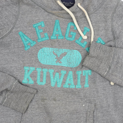American Eagle Men's Grey Logo Hoodie M