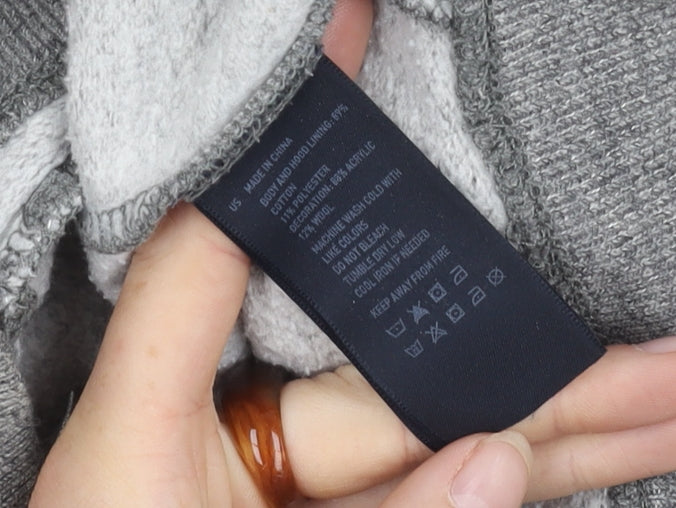 American Eagle Men's Grey Logo Hoodie M