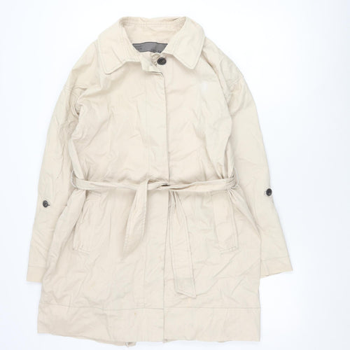 Zara Women's Beige Trench Coat Size 12 Belted Casual
