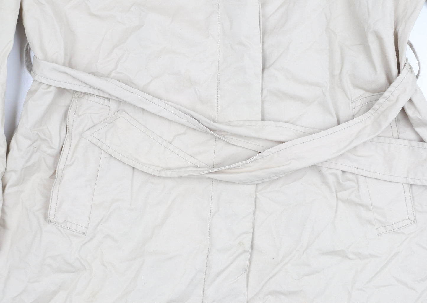 Zara Women's Beige Trench Coat Size 12 Belted Casual