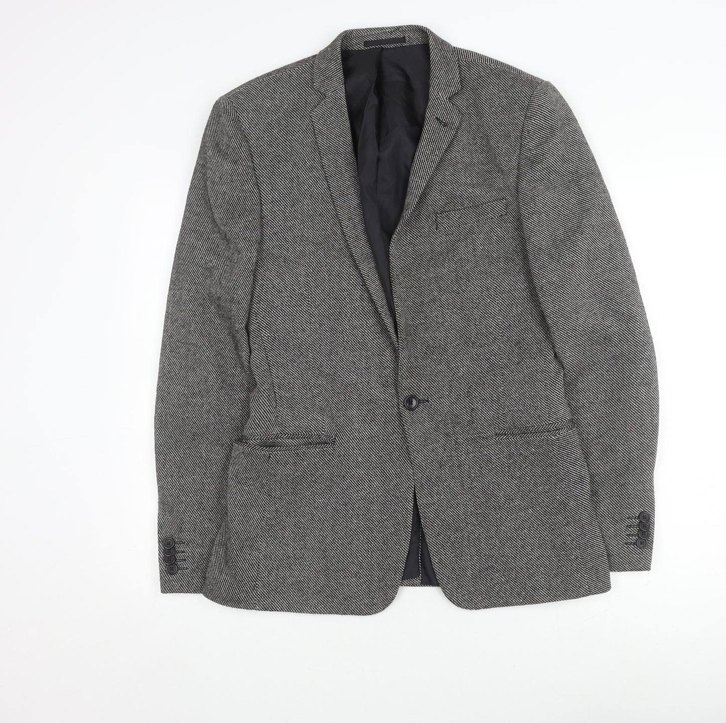 ASOS Men's Grey Herringbone Tweed Blazer 40L