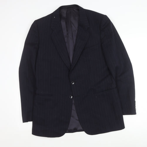 St Michael Men's Blue Striped Wool Blazer Jacket 40R