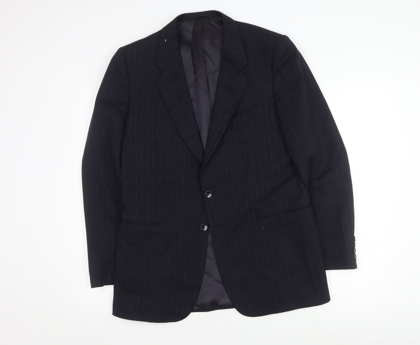 St Michael Men's Blue Striped Wool Blazer Jacket 40R