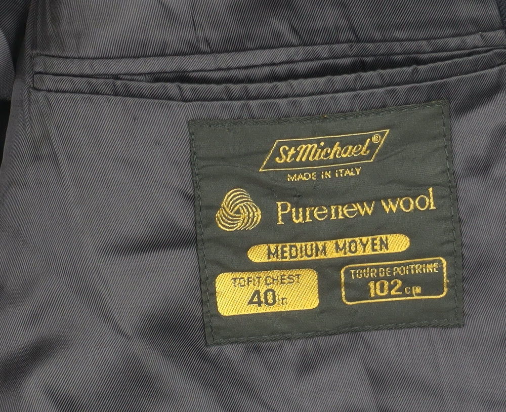 St Michael Men's Blue Striped Wool Blazer Jacket 40R