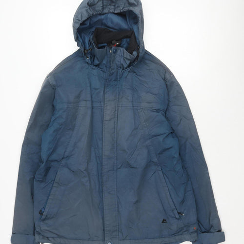 One Valley Men's Blue Parka Jacket M - Hooded, Zip, Casual