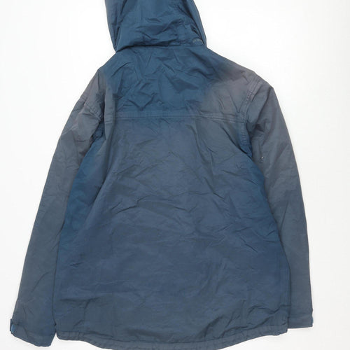 One Valley Men's Blue Parka Jacket M - Hooded, Zip, Casual