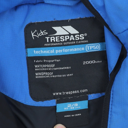 Trespass Boys Blue Puffer Jacket, Size 2-3 Years, Waterproof