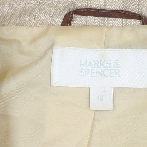 Marks and Spencer Beige Striped Blazer Women 16