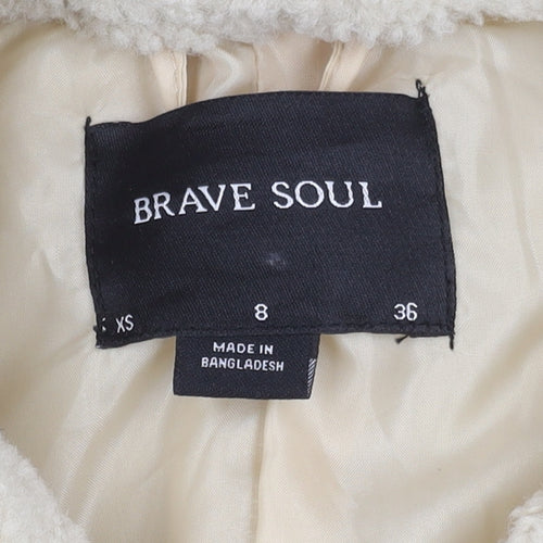 Brave Soul Women's Beige Long Sleeve Teddy Jacket XS