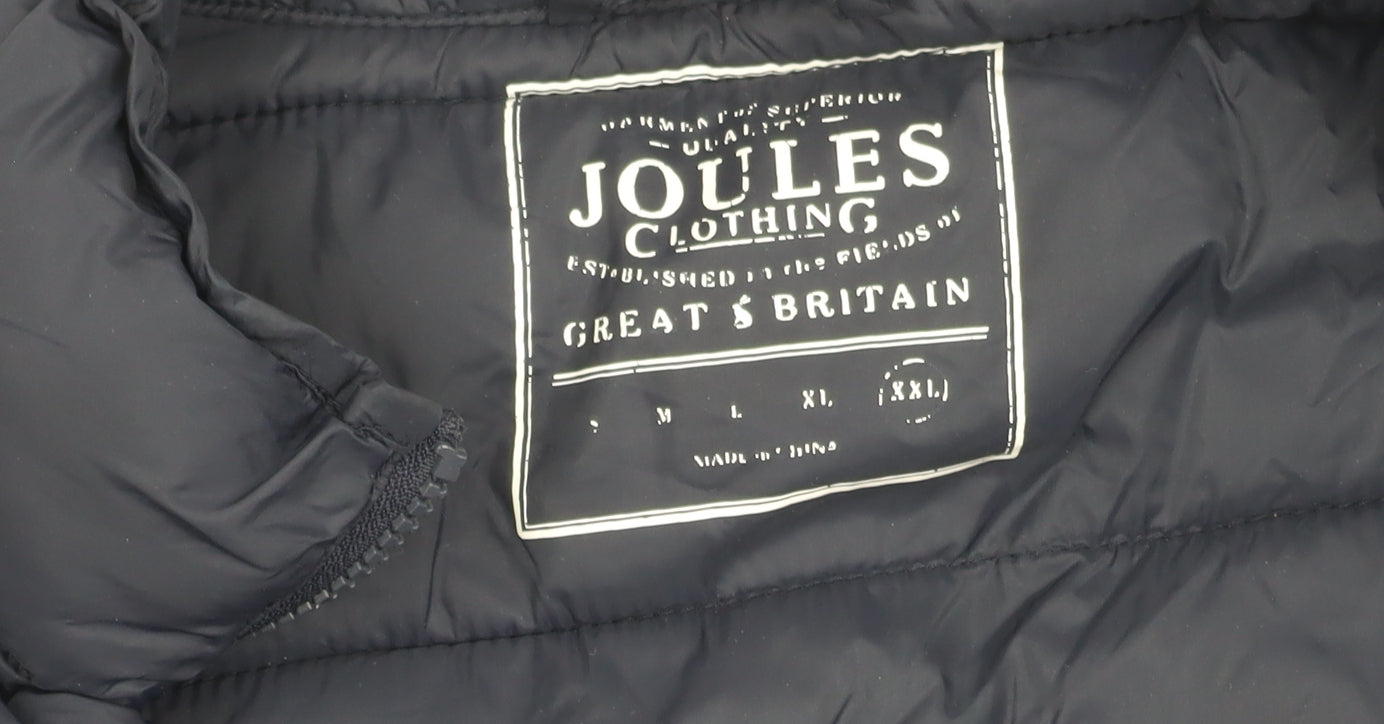 Joules Men's Black Puffer Waistcoat, Full Zip, Size Regular XXL