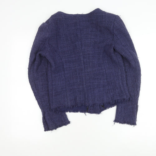 Benetton Women's Blue Bouclé Blazer, Size 12, Classic Fit