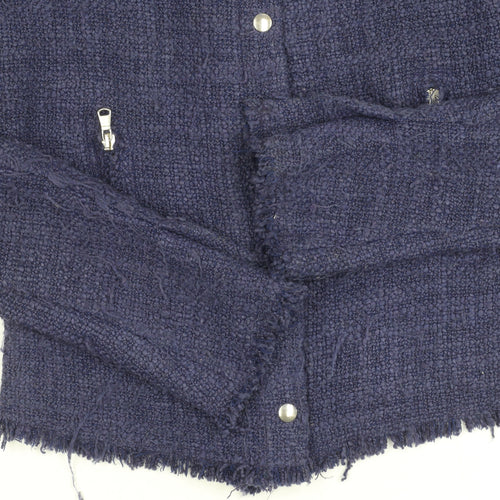 Benetton Women's Blue Bouclé Blazer, Size 12, Classic Fit