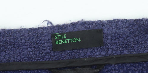 Benetton Women's Blue Bouclé Blazer, Size 12, Classic Fit