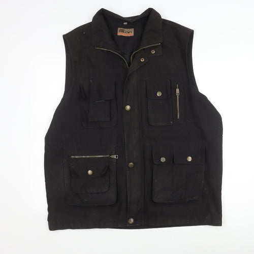 Mian Men's Black 2XL Casual Waistcoat with Pockets
