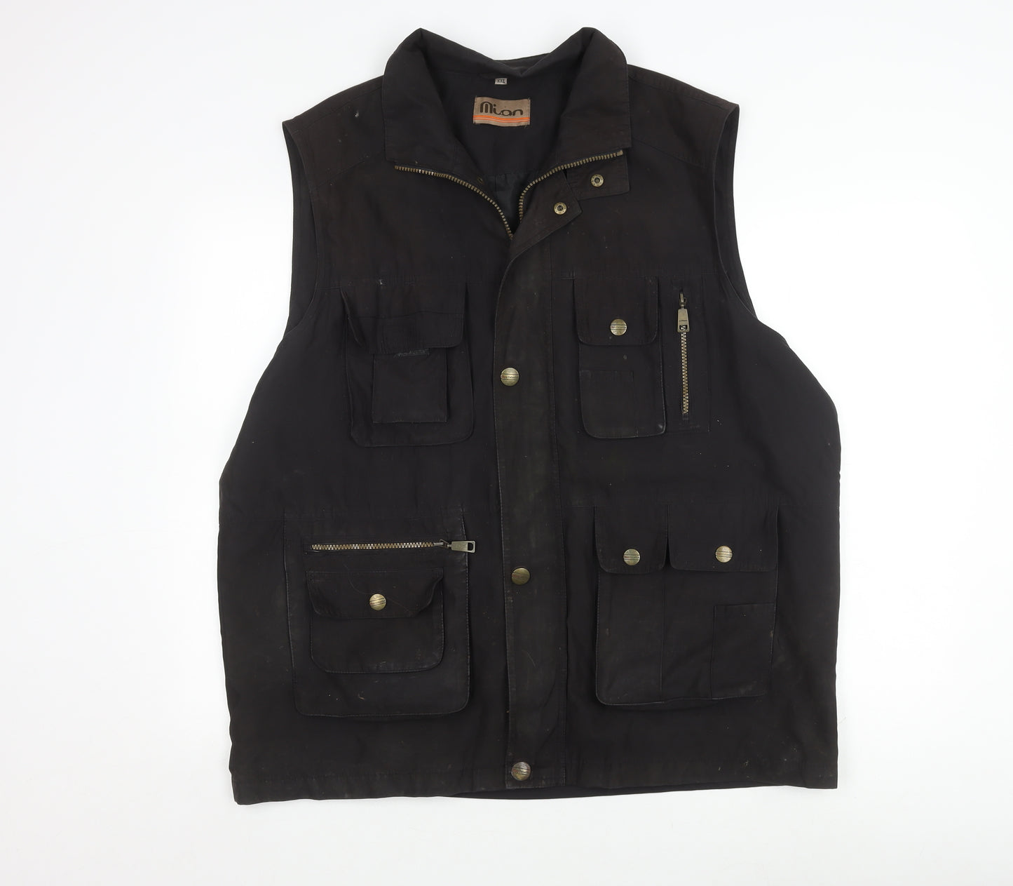 Mian Men's Black 2XL Casual Waistcoat with Pockets