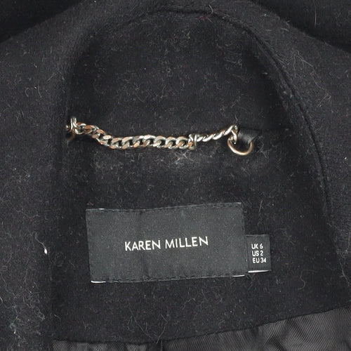 Karen Millen Women's Black Wool Pea Coat Size 6