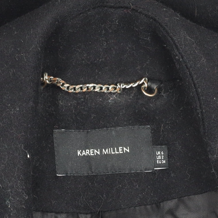 Karen Millen Women's Black Wool Pea Coat Size 6