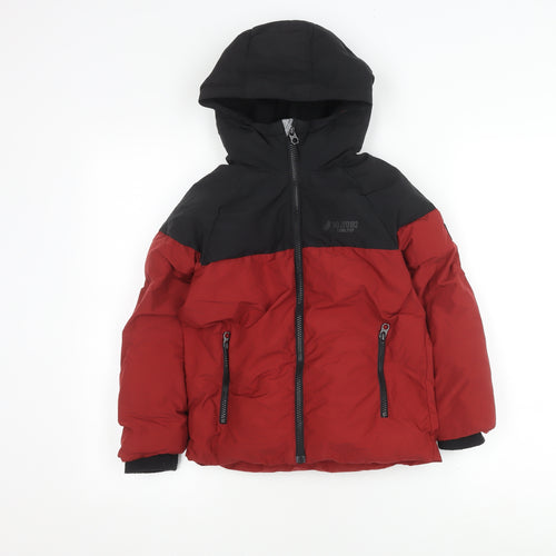 Next Boys Red & Black Puffer Jacket 6Y Hooded Lined