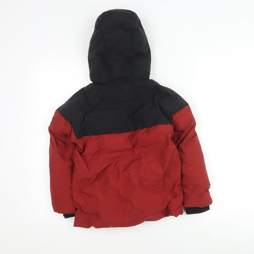 Next Boys Red & Black Puffer Jacket 6Y Hooded Lined