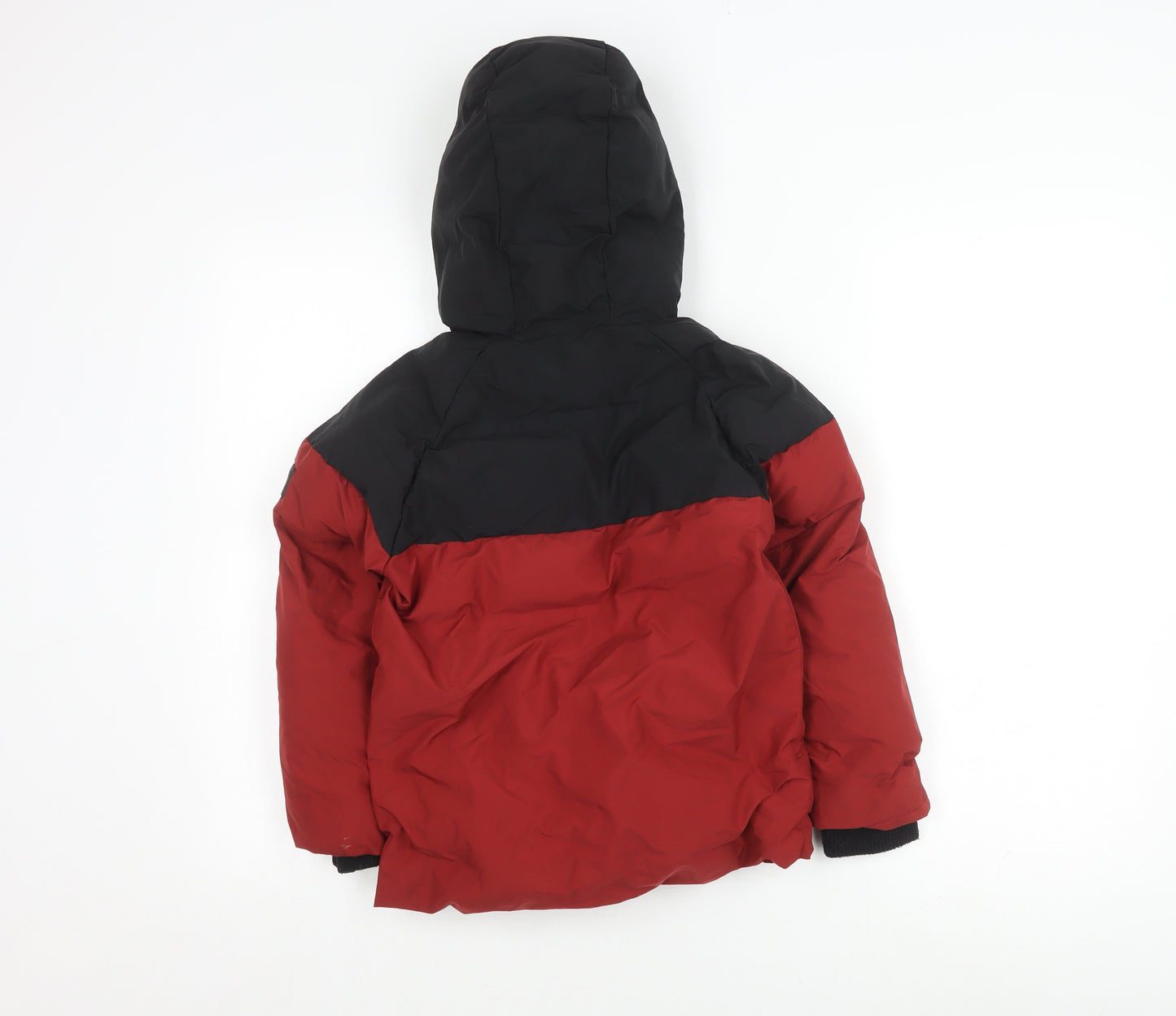Next Boys Red & Black Puffer Jacket 6Y Hooded Lined