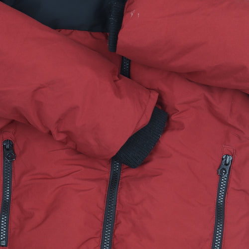 Next Boys Red & Black Puffer Jacket 6Y Hooded Lined