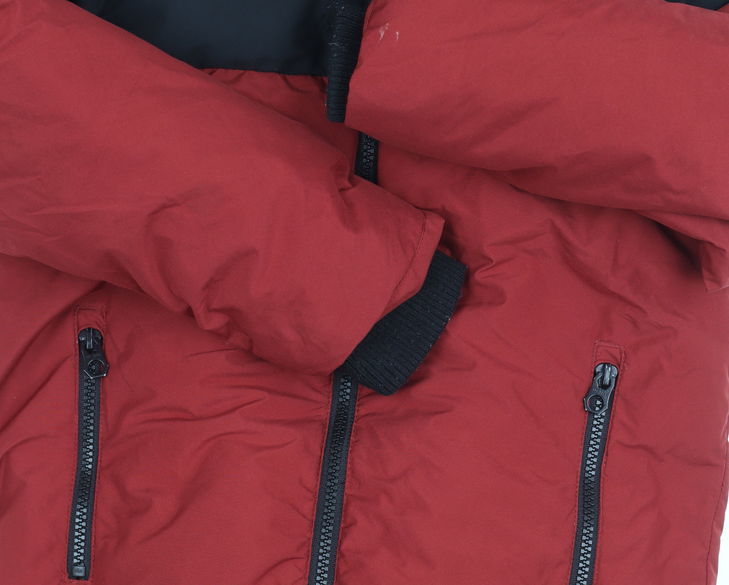 Next Boys Red & Black Puffer Jacket 6Y Hooded Lined