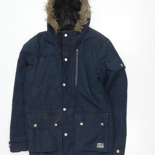 SUPPLY & DEMAND Men's Blue Parka Jacket 2XS