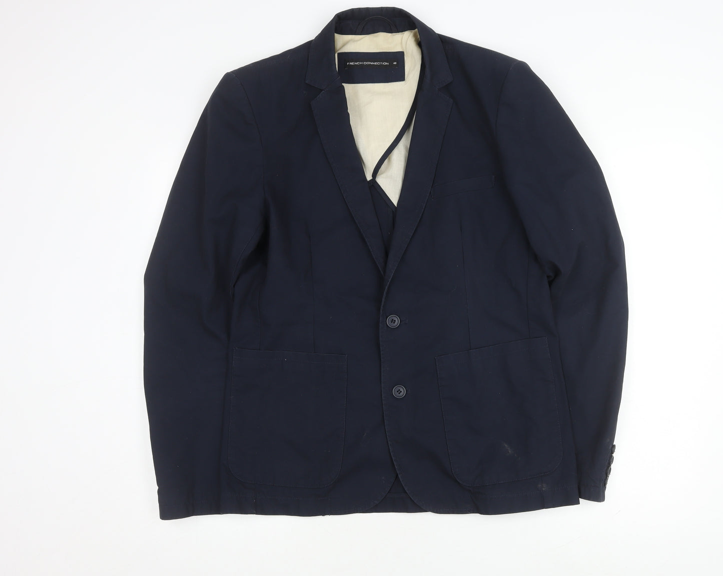 French Connection Men’s Blue Cotton Blazer 40 Regular Fit