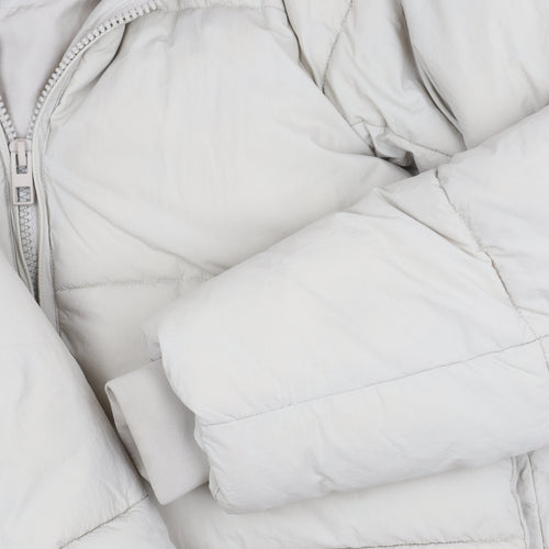 Zara Women's Beige Puffer Jacket M Hooded Long