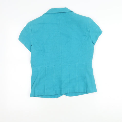 M&Co Women's Blue Short Sleeve Button-Up Shirt