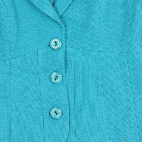M&Co Women's Blue Short Sleeve Button-Up Shirt