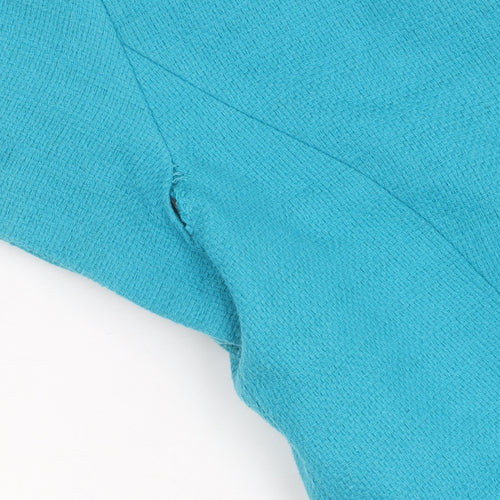 M&Co Women's Blue Short Sleeve Button-Up Shirt