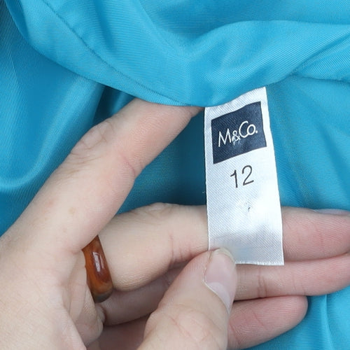 M&Co Women's Blue Short Sleeve Button-Up Shirt